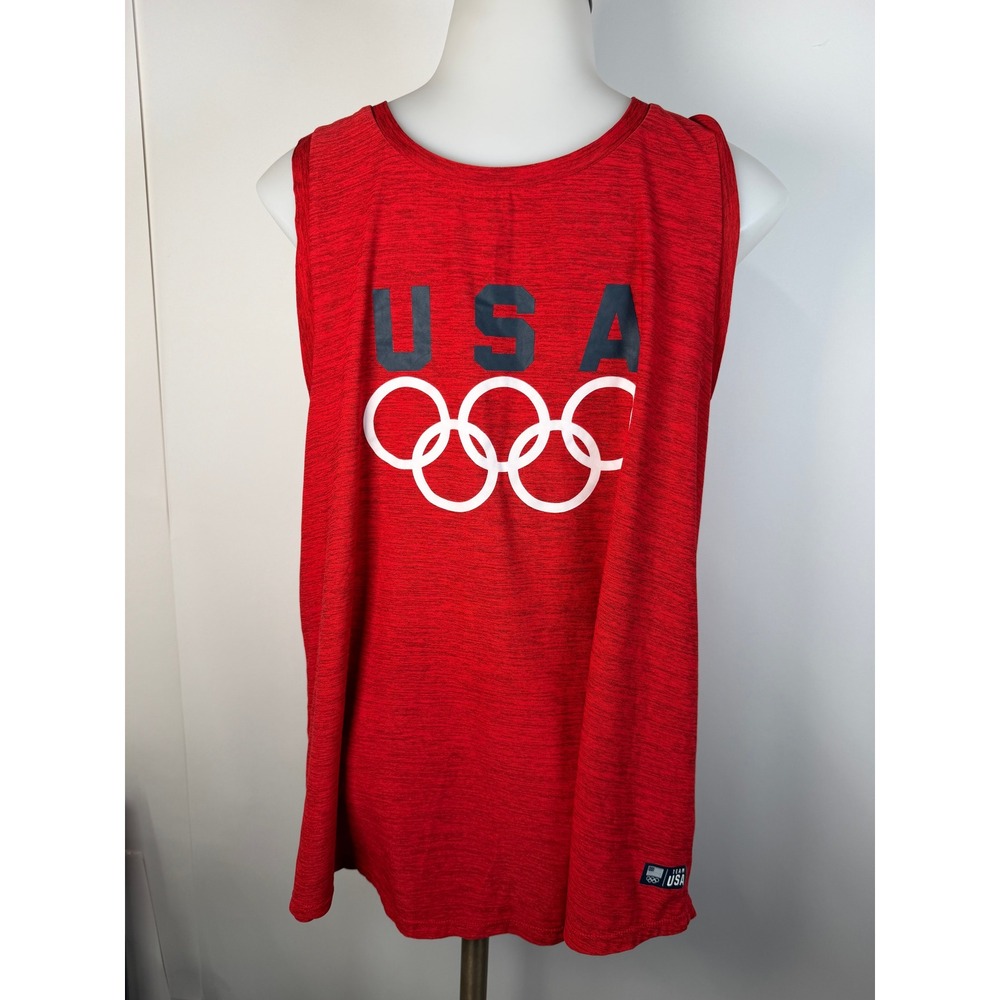 Team USA Olympic Games Tank Top Mens Large Red Space Dye Sleeveless Shirt